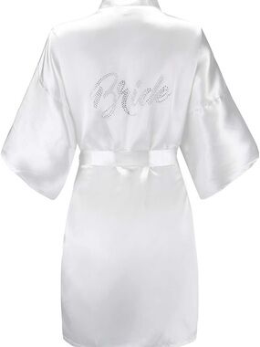Satin 'Bride' Robe for Women - White Bridal Kimono